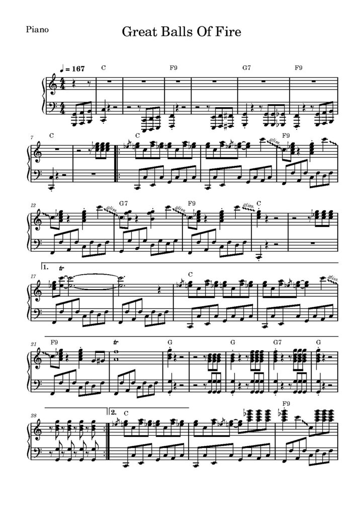 Great Balls of Fire Piano Sheet Music