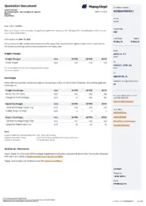 Hapag-Lloyd Quotation W260400682521 for Cargo Transport