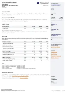 Hapag-Lloyd Quotation W260500634877 for Cargo Transport