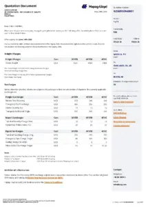 Hapag-Lloyd Quotation W260500940001 for Cargo Transport