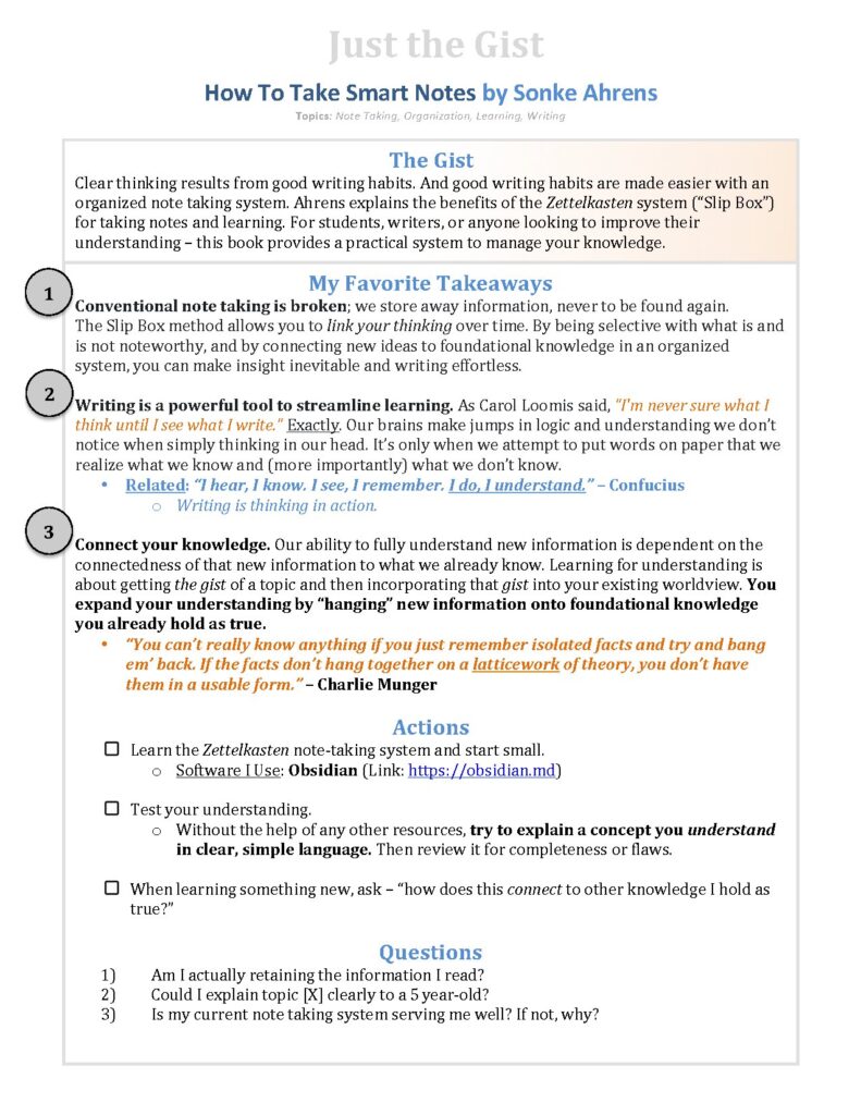How To Take Smart Notes by Sonke Ahrens