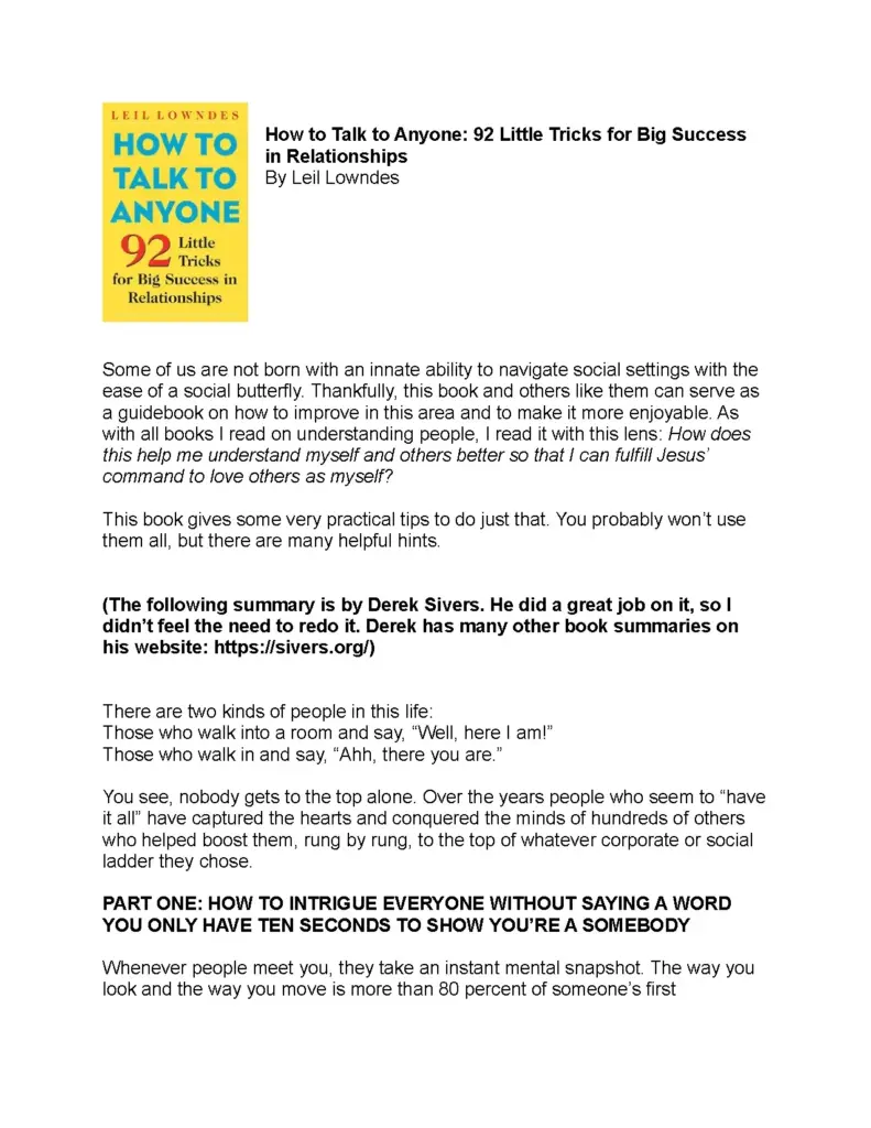 How To Talk To Anyone by Leil Lowndes