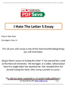 I Hate The Letter S Essay by Abigail Mack