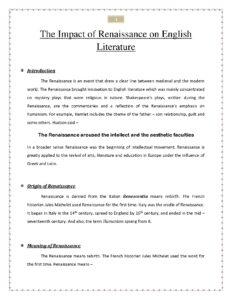 Impact of Renaissance on English Literature