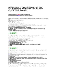 Impossible Quiz Answer Key 1-100