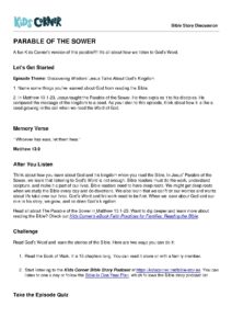 Kids Corner Parable of the Sower Bible Story Discussion