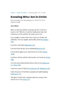 Knowing Who I Am In Christ by Joyce Meyer