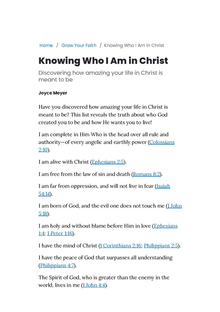 Knowing Who I Am In Christ by Joyce Meyer