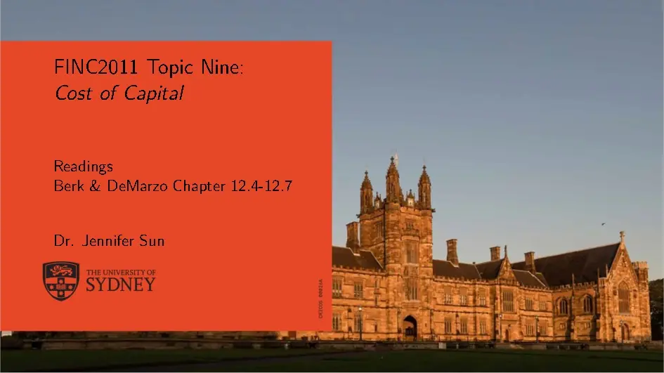 Lecture 9 Cost of Capital