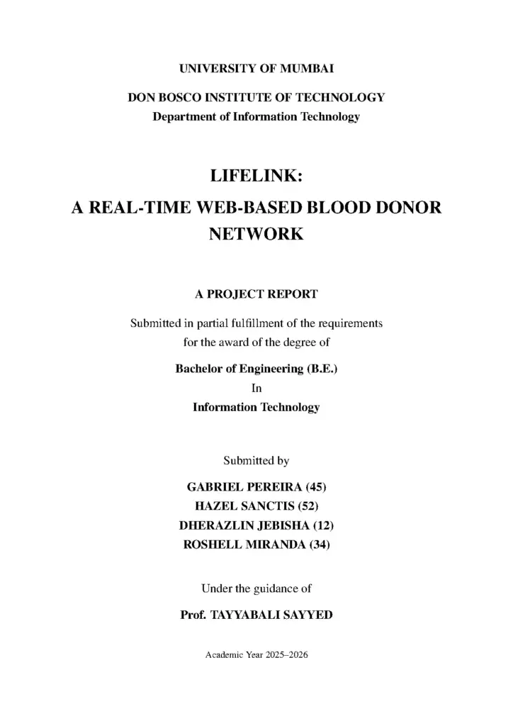 LifeLink: A Real-Time Web-Based Blood Donor Network