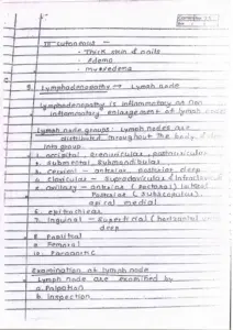 Lymphadenopathy and Edema Examination Notes