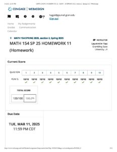 MATH 154 Spring 2025 Homework 11 Section 2 WebAssign