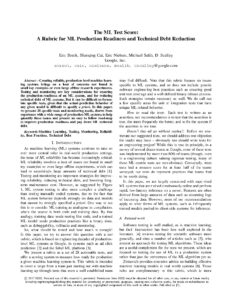 ML Test Score Rubric for Production Readiness
