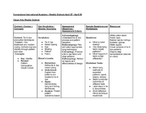 MYP 1 Unit 5 Weekly Outlook Term 3 Week 3