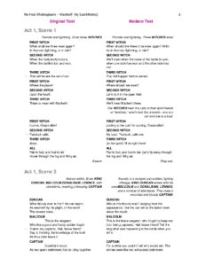 Macbeth No Fear Script by William Shakespeare