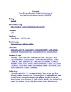 Manacled by SenLinYu: A Dark Harry Potter Fanfiction