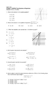 Math 1201 Chapter 7 Sample Test on Systems of Equations