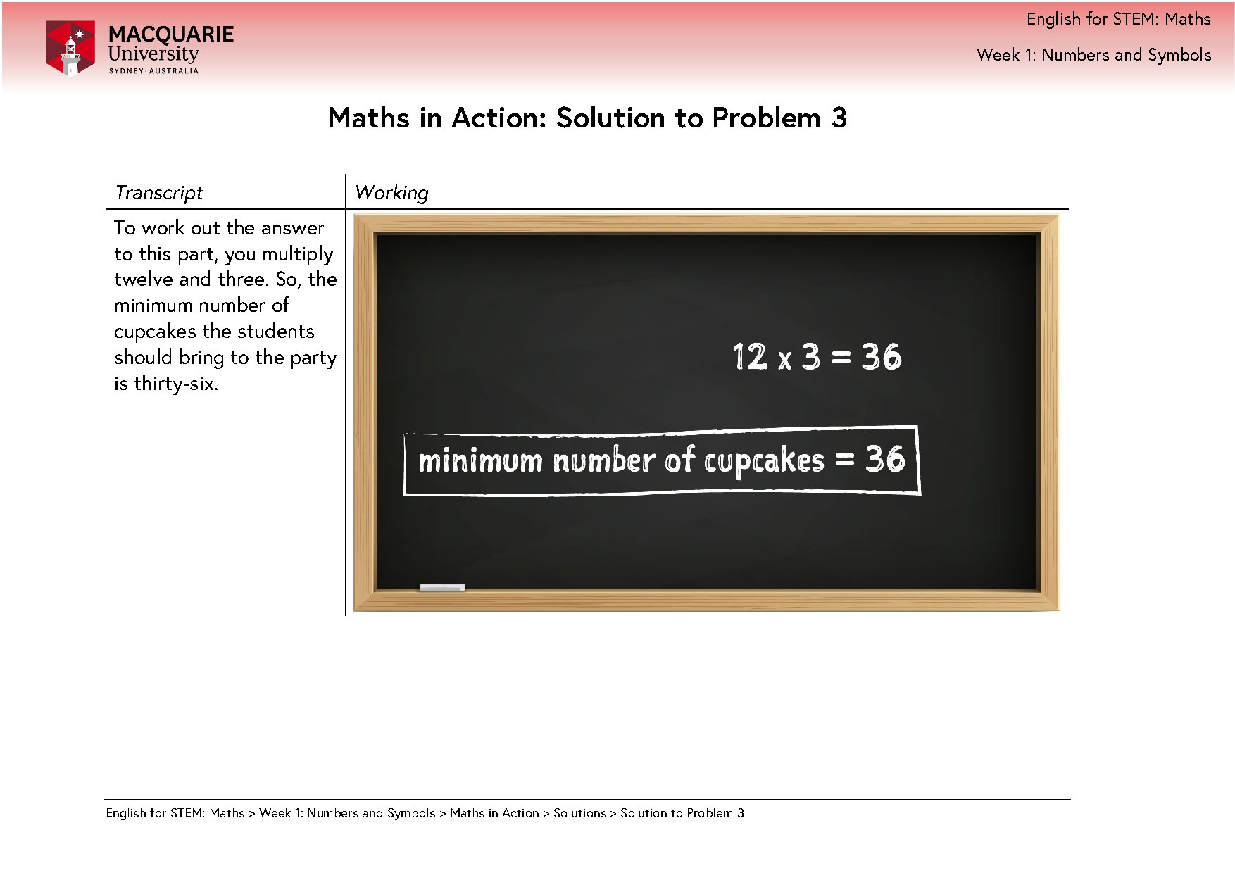 Maths in Action Solutions: Problem 3 Analysis