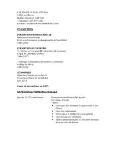 Mélissa Chevalier Dubois – Curriculum Vitae