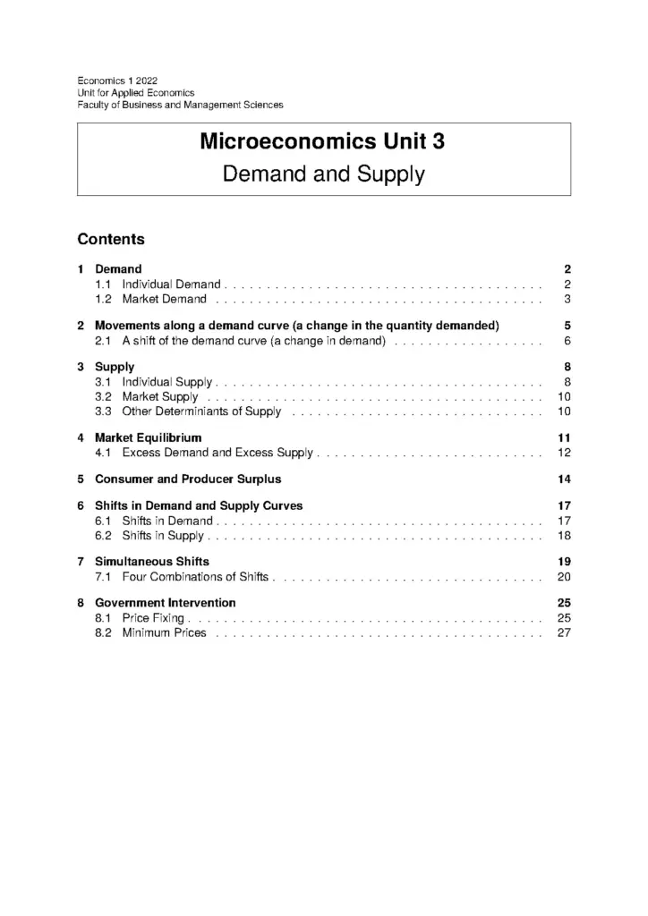 Microeconomics Unit 3 Demand and Supply Notes 2025