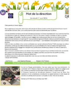 Mot De La Direction 1er Mai 2026