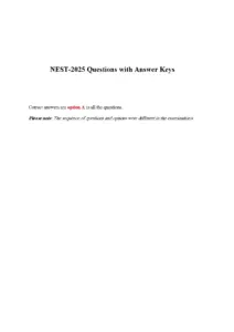 NEST 2025 Questions with Answer Keys