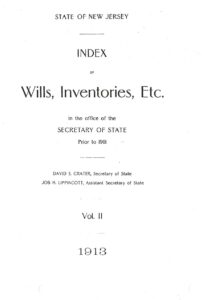 New Jersey Index of Wills Volume 2