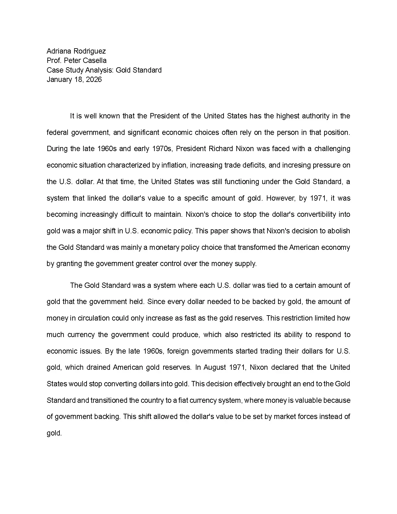 Nixon's Decision to End the Gold Standard