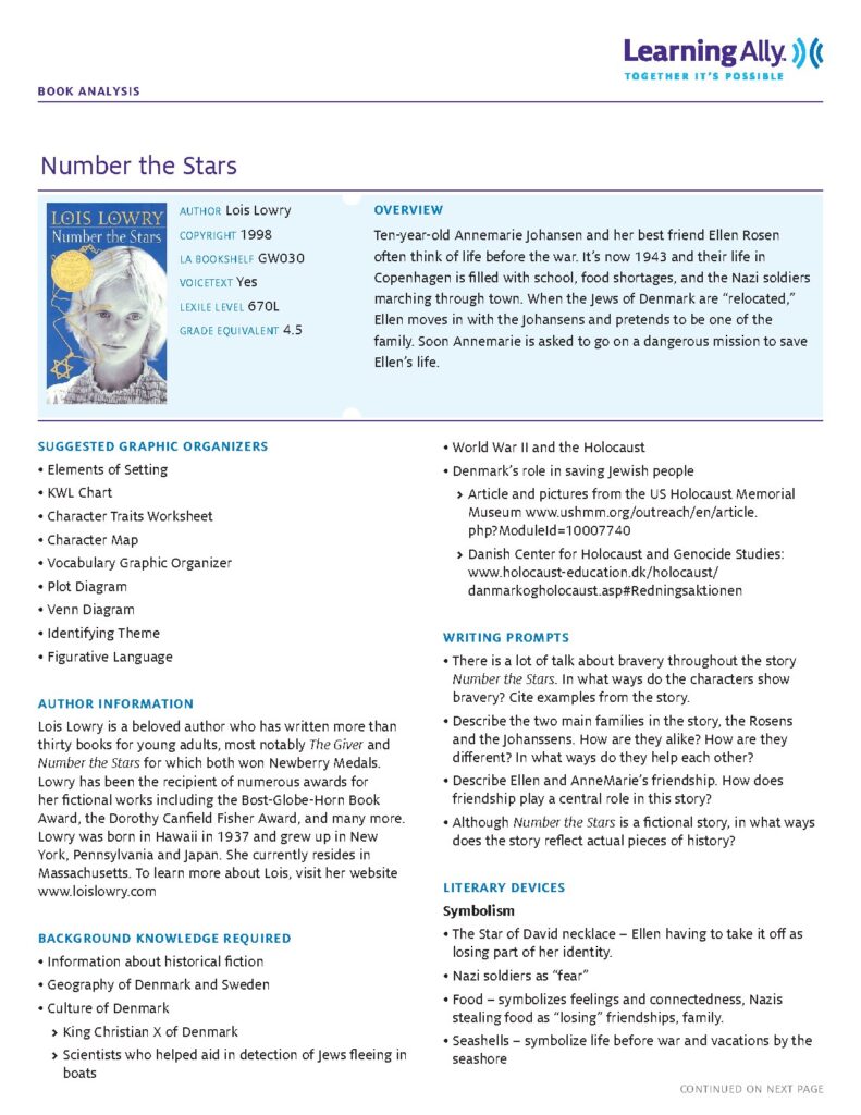 Number the Stars Analysis by Lois Lowry
