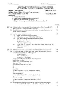Object Oriented Programming I Summer 2023 GTU
