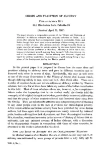 Origin and Tradition of Alchemy by Priyadaranjan Ray