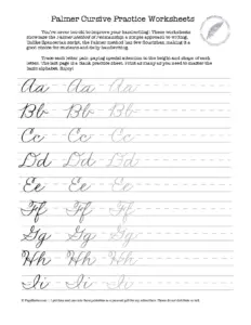 Palmer Cursive Practice Worksheets by Page Flutter