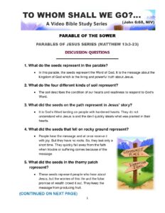 Parable of the Sower Discussion Questions and Insights