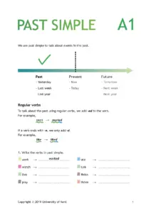 Past Simple A1 Worksheet for English Learners