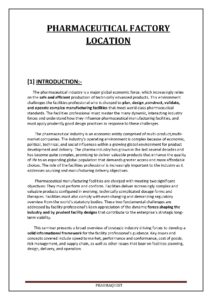 Pharmaceutical Factory Location and Design Considerations
