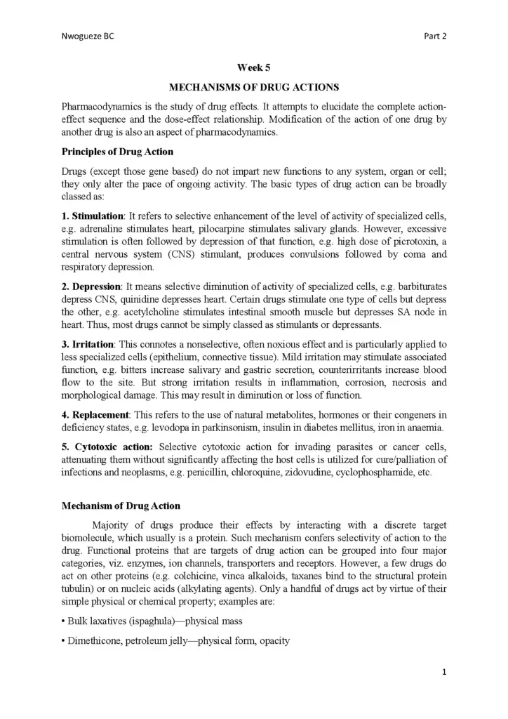 Pharmacology Part 2 Overview and Mechanisms of Drug Action