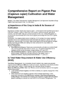 Pigeon Pea Crop Report on Cultivation and Water Management