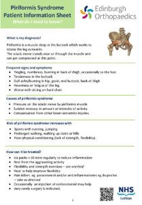 Piriformis Syndrome Patient Information Sheet NHS Lothian
