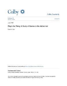 Play's the Thing: A Study of Games in The Alchemist