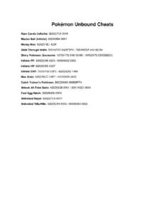 Pokemon Unbound Cheats and Tips