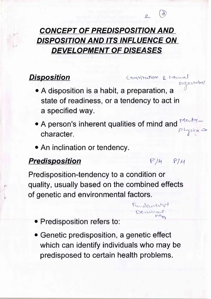 Predisposition and Disposition in Disease Development