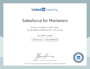 Salesforce for Marketers Course Completion Certificate