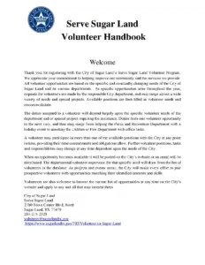 Serve Sugar Land Volunteer Handbook 2022