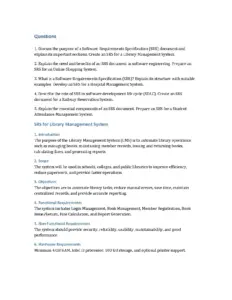Software Requirements Specification Questions and Solutions