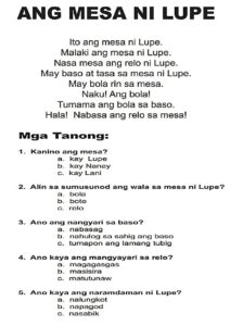 Tagalog Short Stories with Comprehension Questions