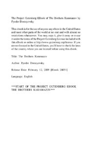The Brothers Karamazov by Fyodor Dostoevsky