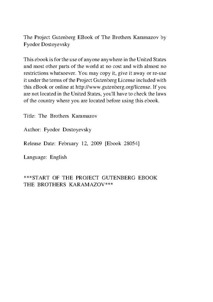 The Brothers Karamazov by Fyodor Dostoevsky