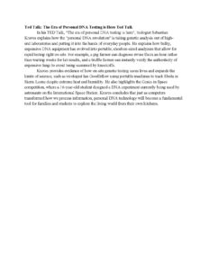 The Era of Personal DNA Testing by Sebastian Kraves