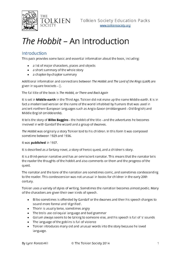 The Hobbit An Introduction by J.R.R. Tolkien
