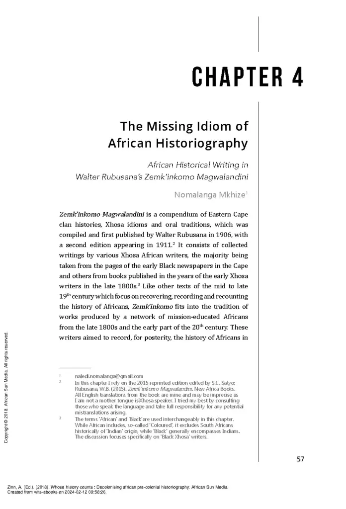 The Missing Idiom of African Historiography